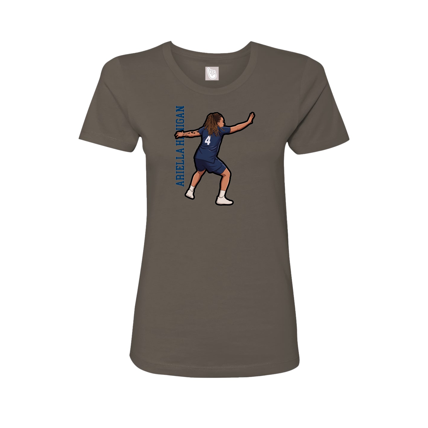Fitted Women's Tee — Name Vertical in Grey