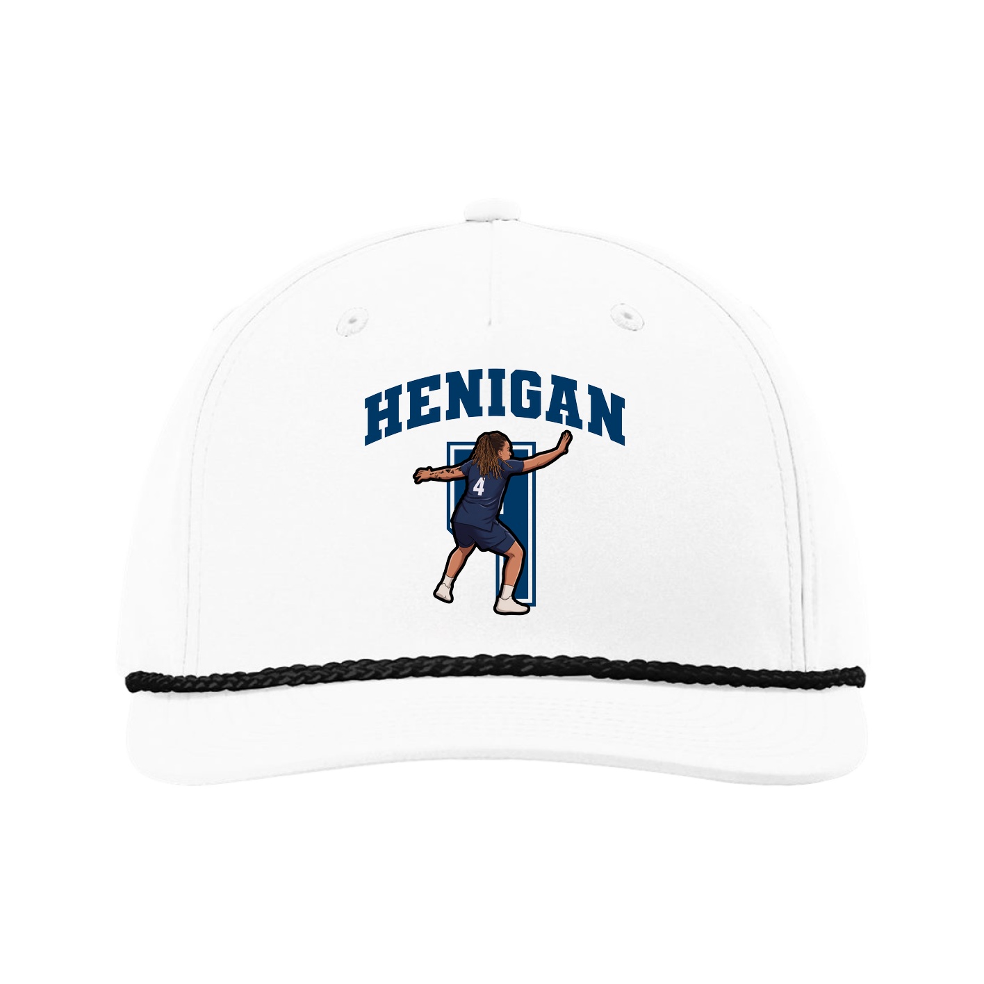 Five-Panel Classic Rope Cap — Number in White