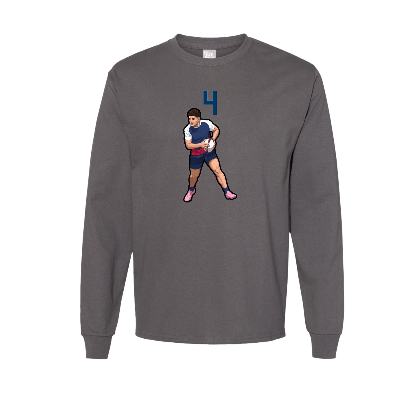 Long Sleeve Tee — Number Top in Grey