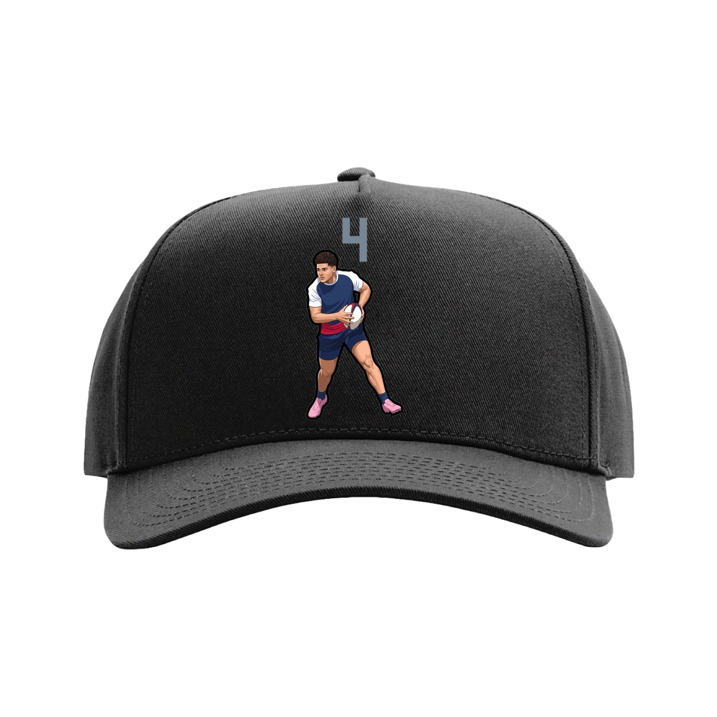 Full Fabric Five-Panel Champ Cap — Number Top in Black