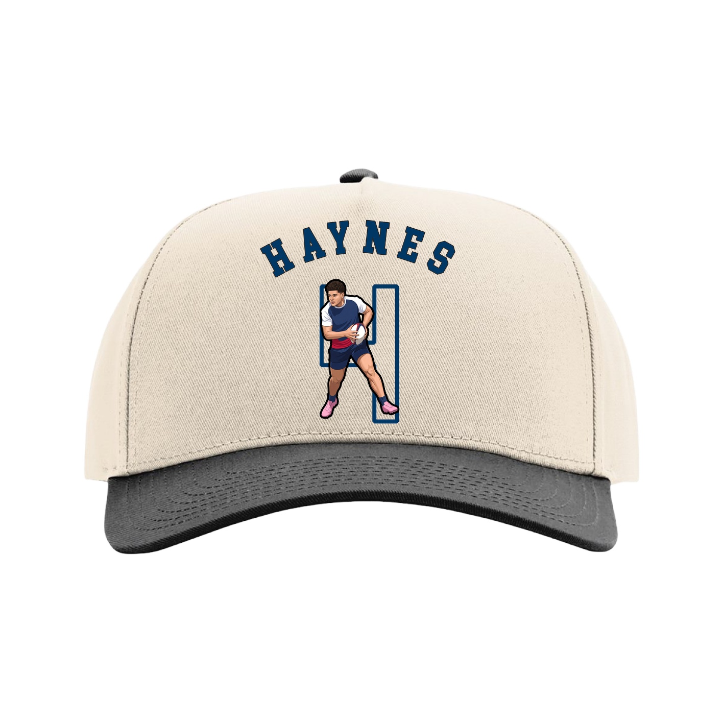 Full Fabric Five-Panel Champ Cap — Shirsey Arch in Cream/Black