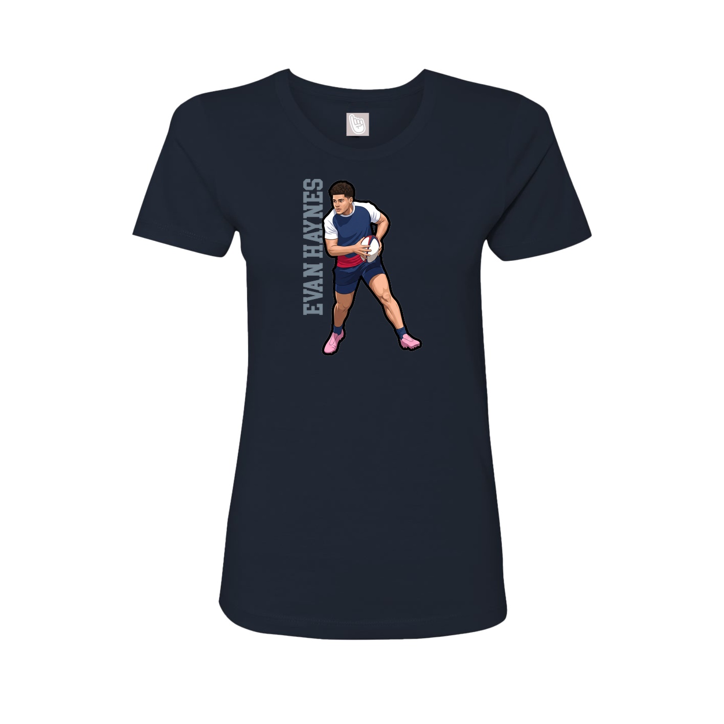 Womens Tee — Name Vertical in Navy