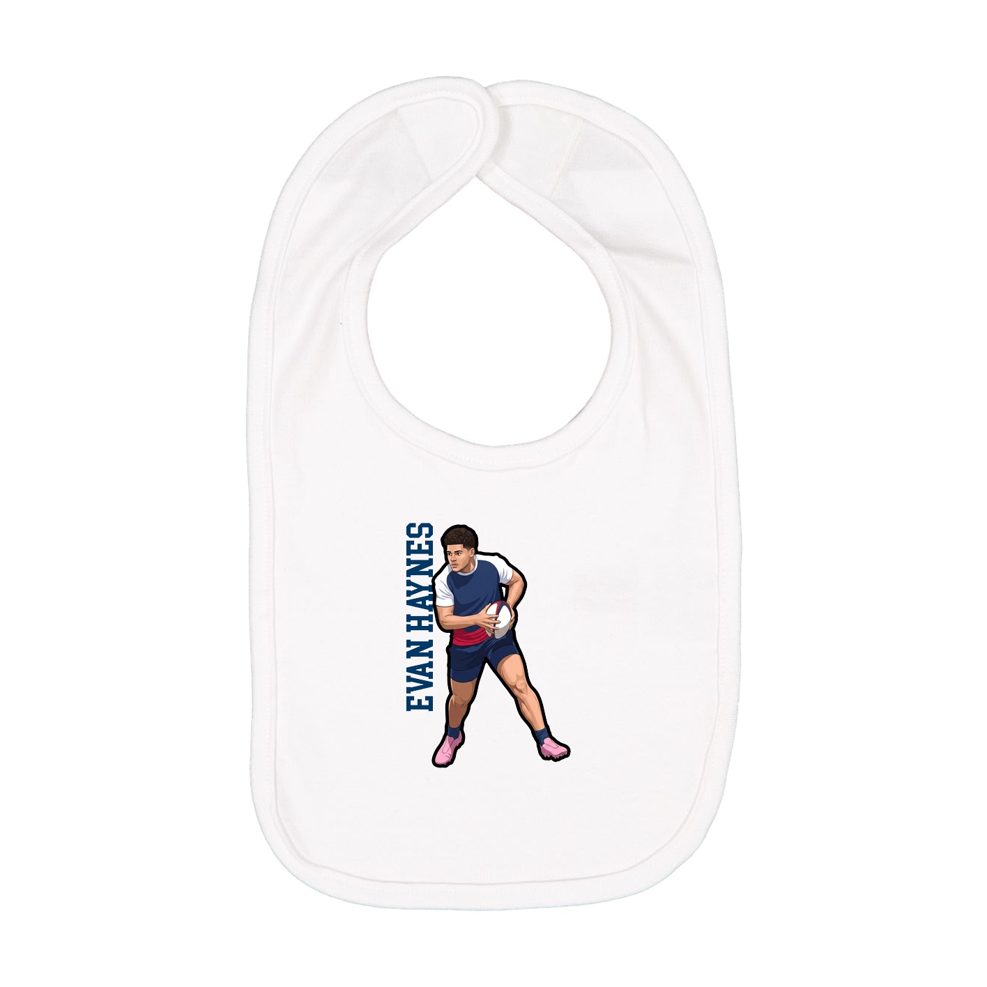 Infant Bib — Name Vertical in White