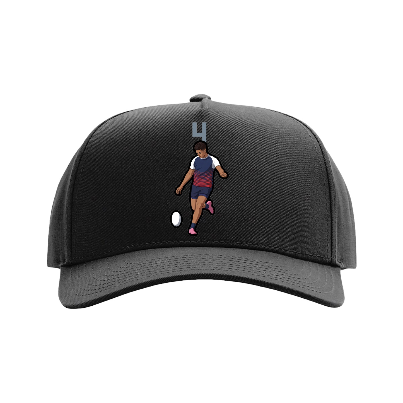 Full Fabric Five-Panel Champ Cap — Number Top in Black