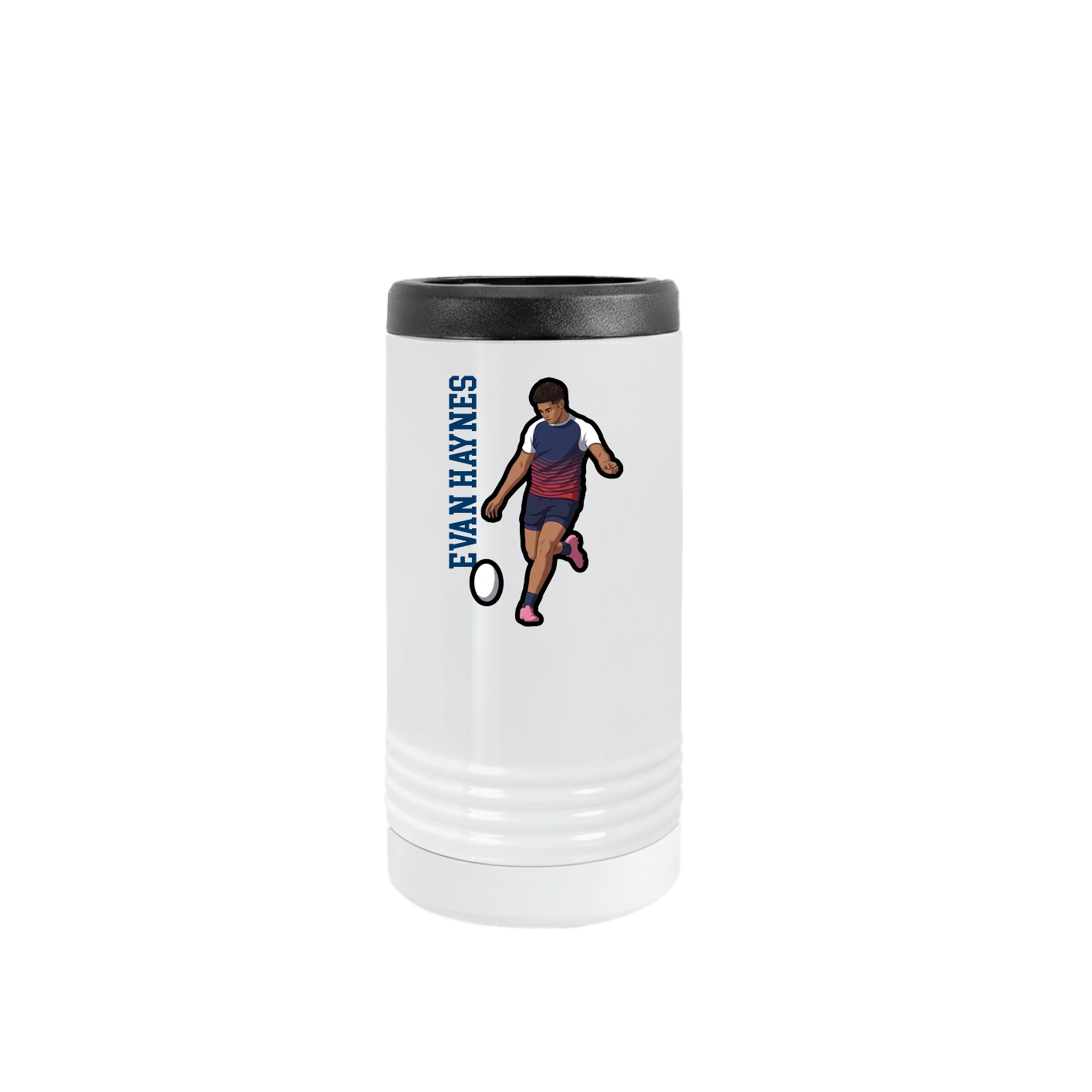 Slim Beverage Holder — Name Vertical in White