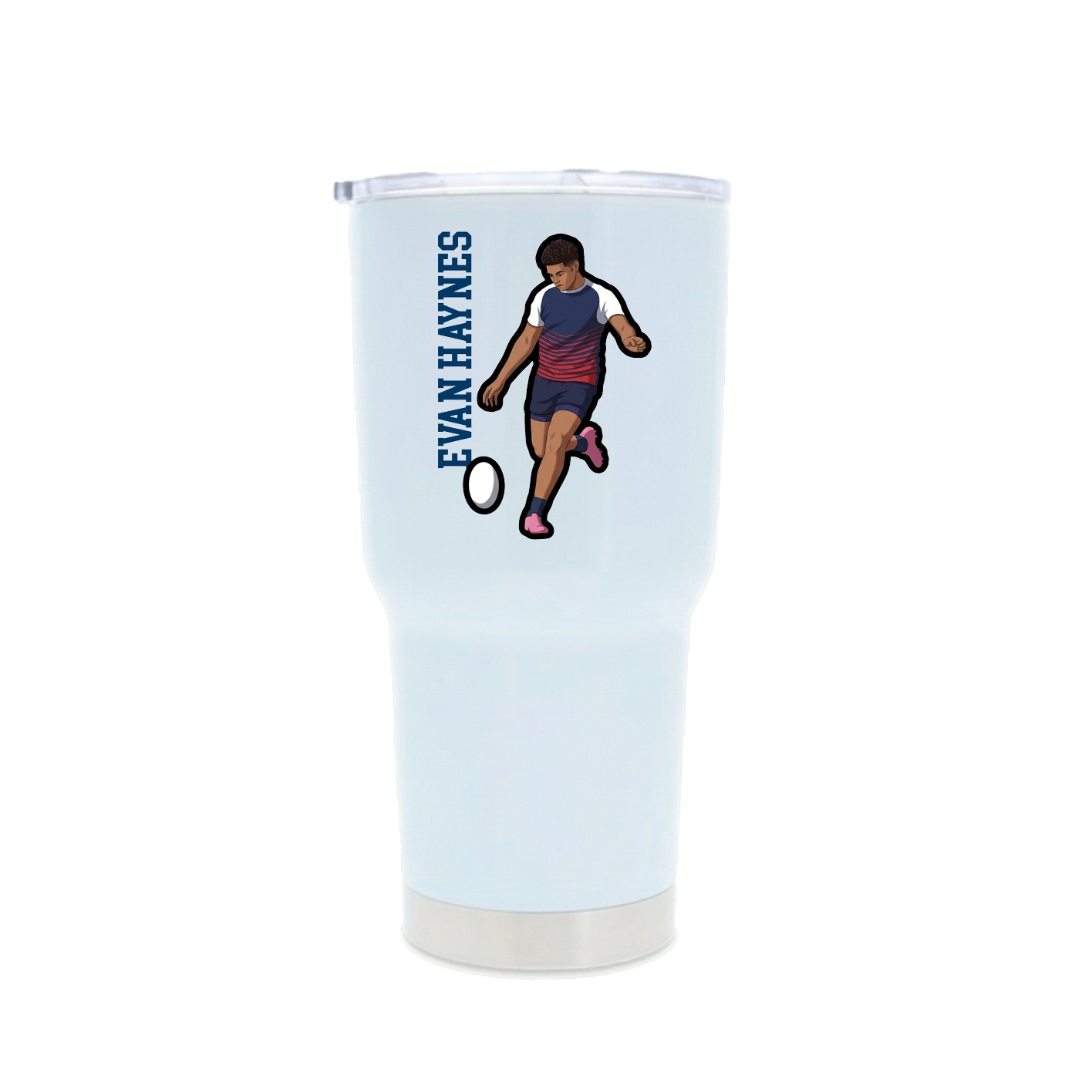 30oz Stainless Steel Tumbler — Name Vertical in White