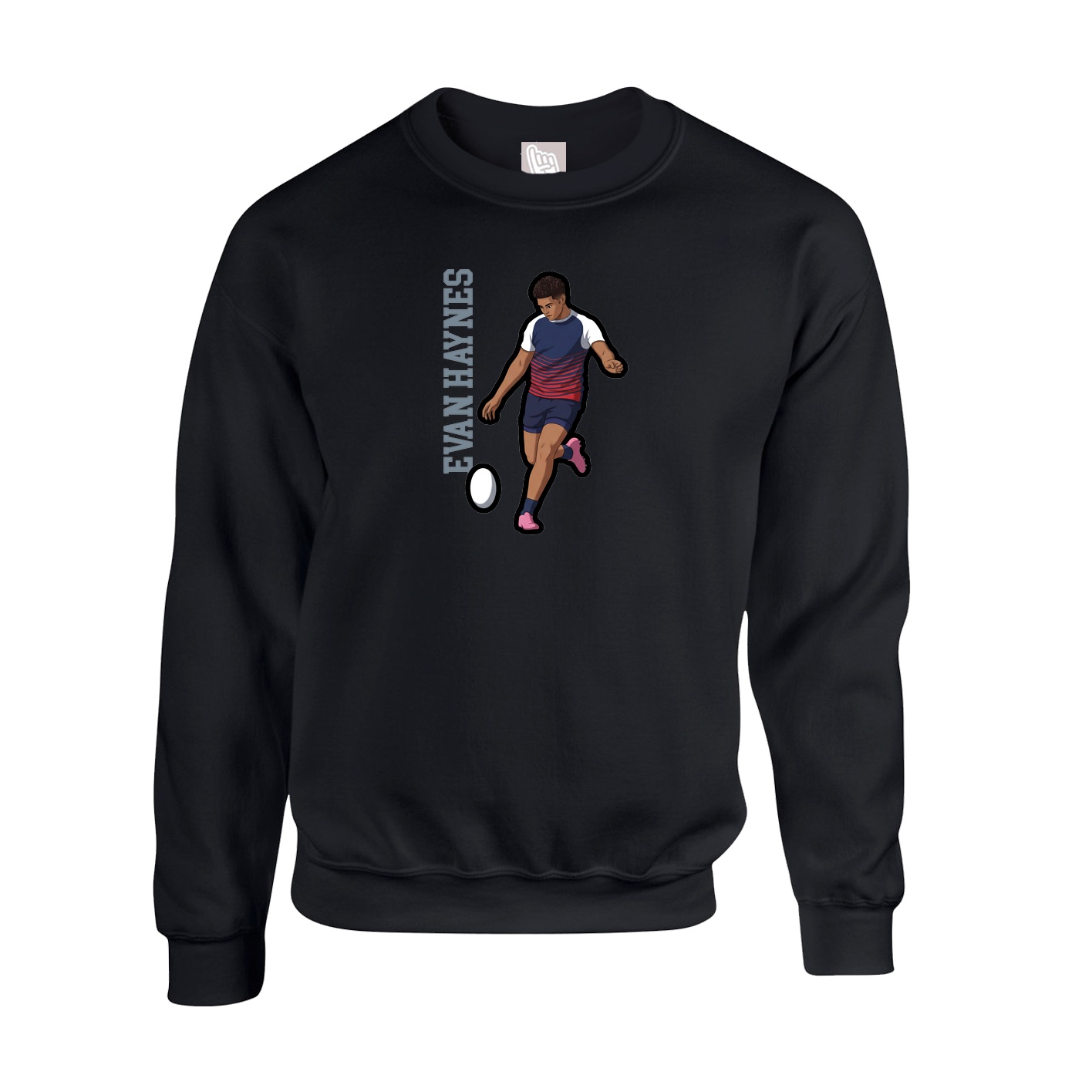 Fleece Crew — Name Vertical in Black