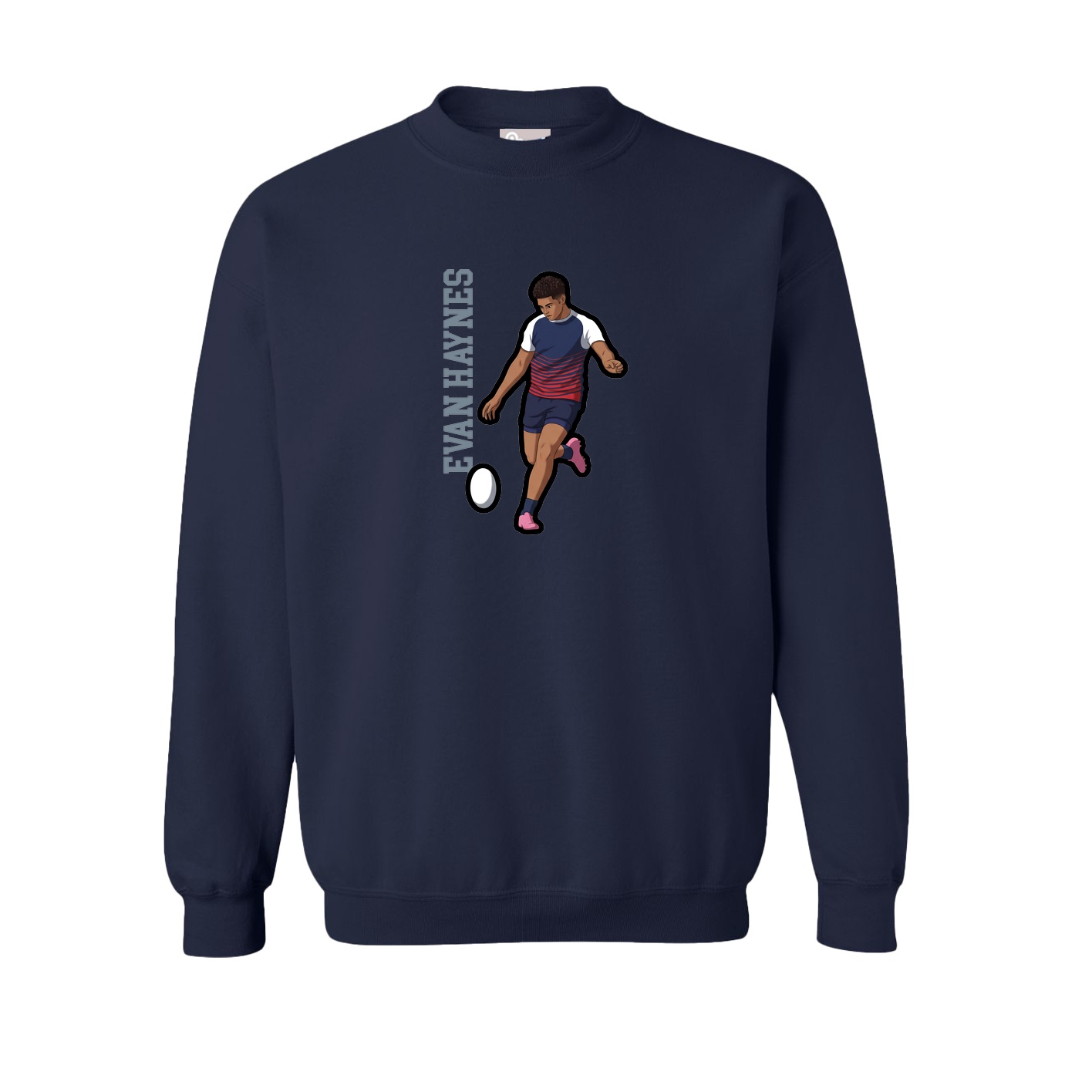 Fleece Crew — Name Vertical in Navy