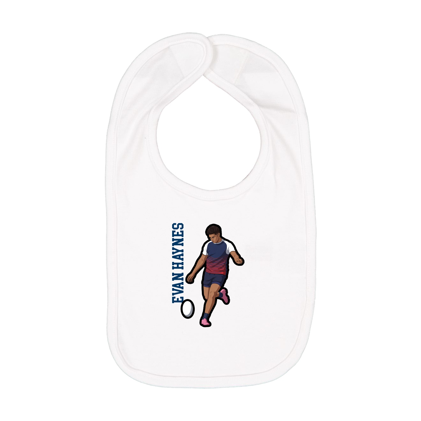 Infant Bib — Name Vertical in White