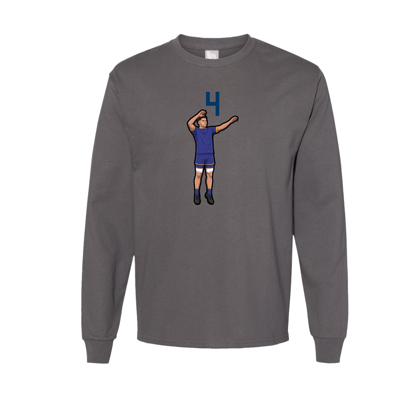 Long Sleeve Tee — Number Top in Grey