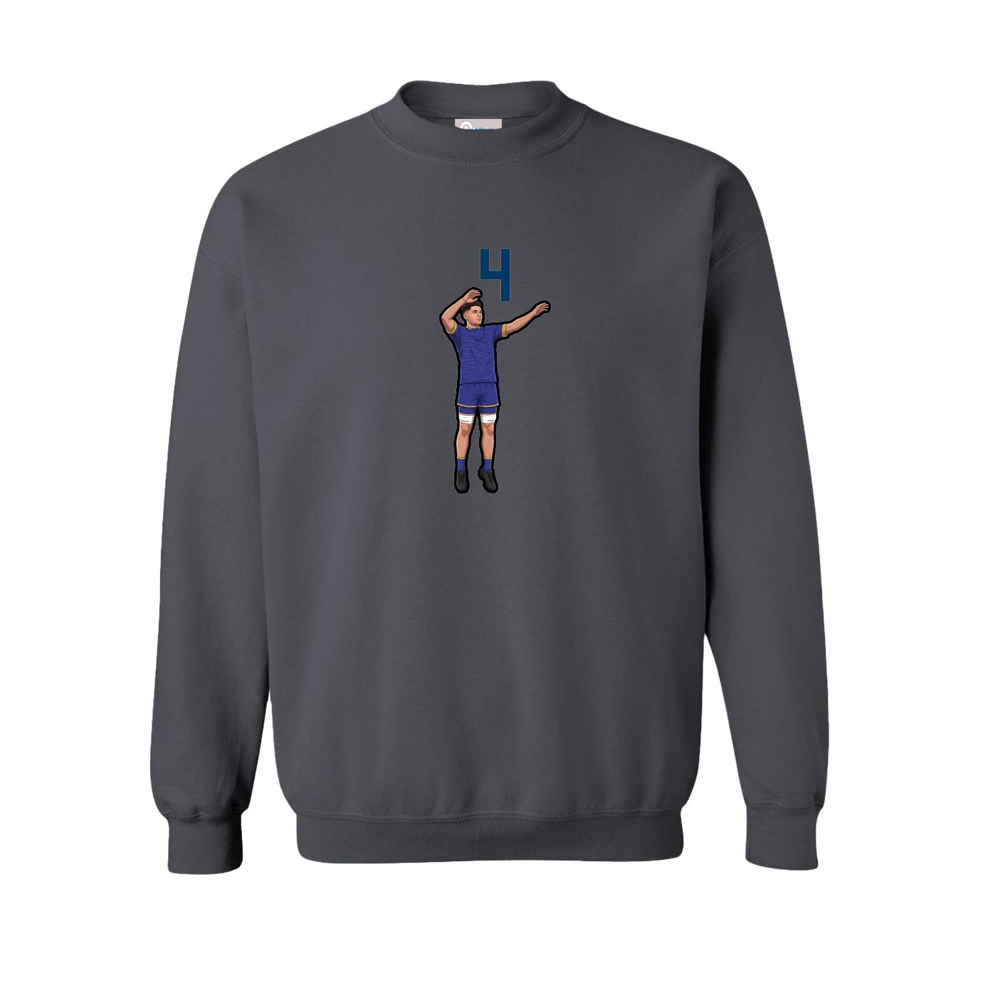 Fleece Crew — Number Top in Grey