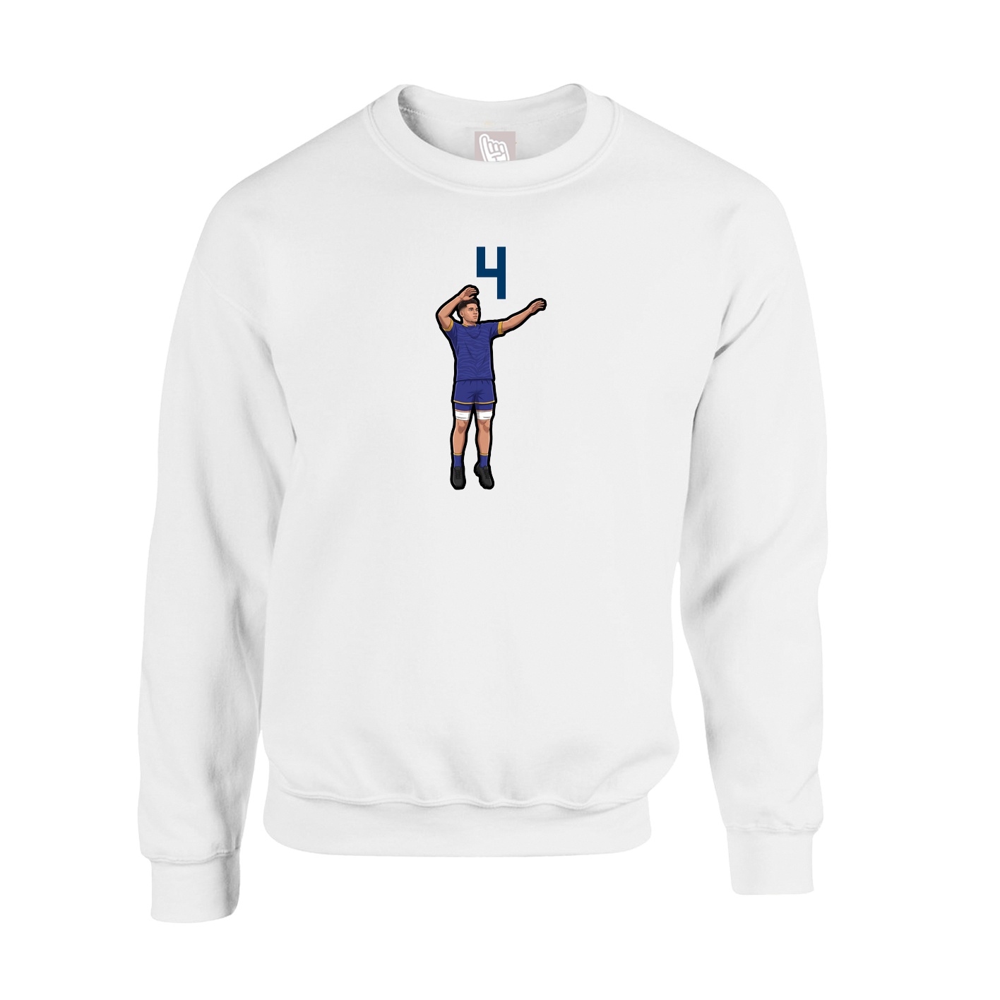 Fleece Crew — Number Top in White