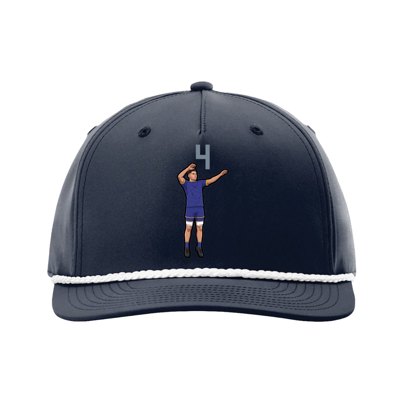 Five-Panel Classic Rope Cap — Number Top in Navy