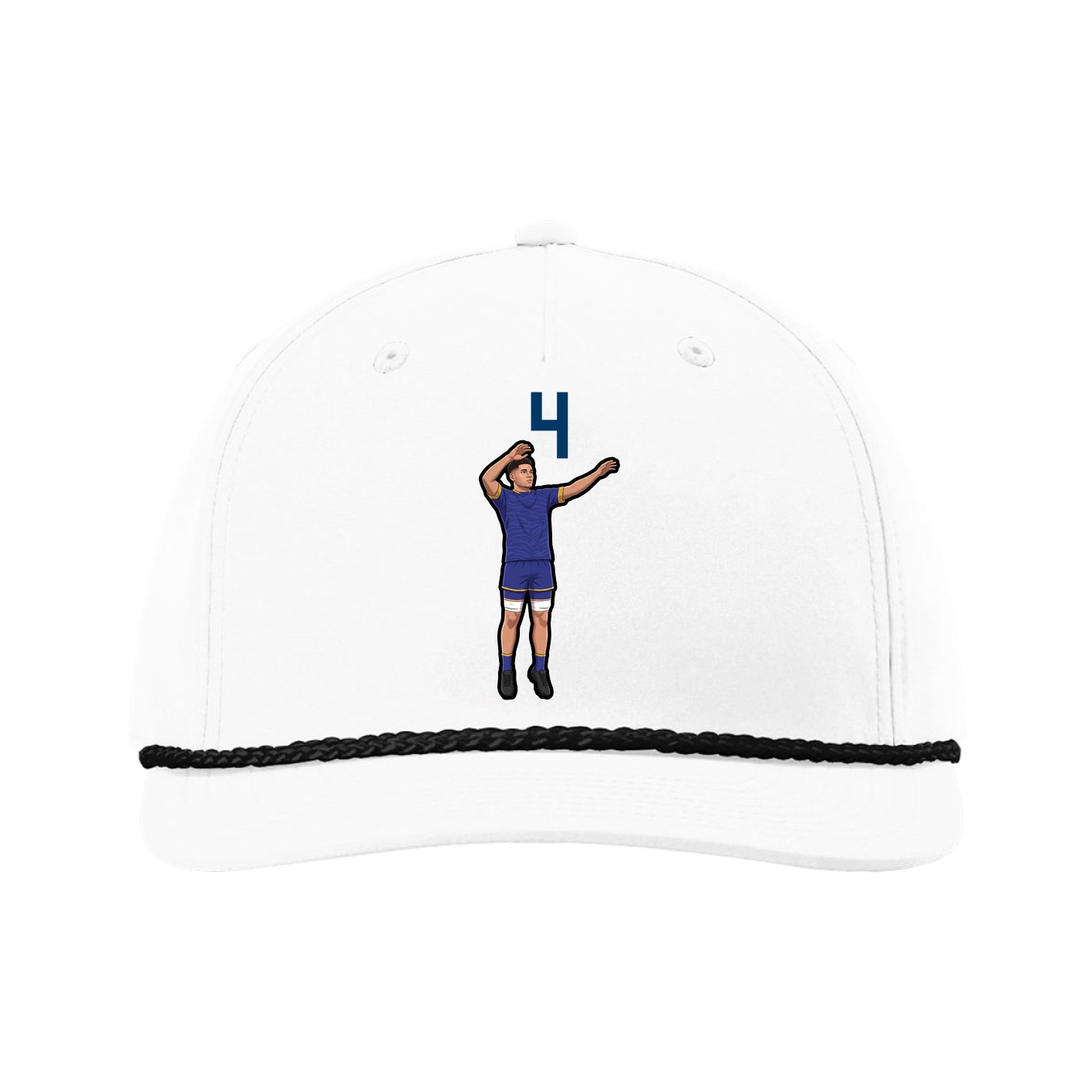 Five-Panel Classic Rope Cap — Number Top in White