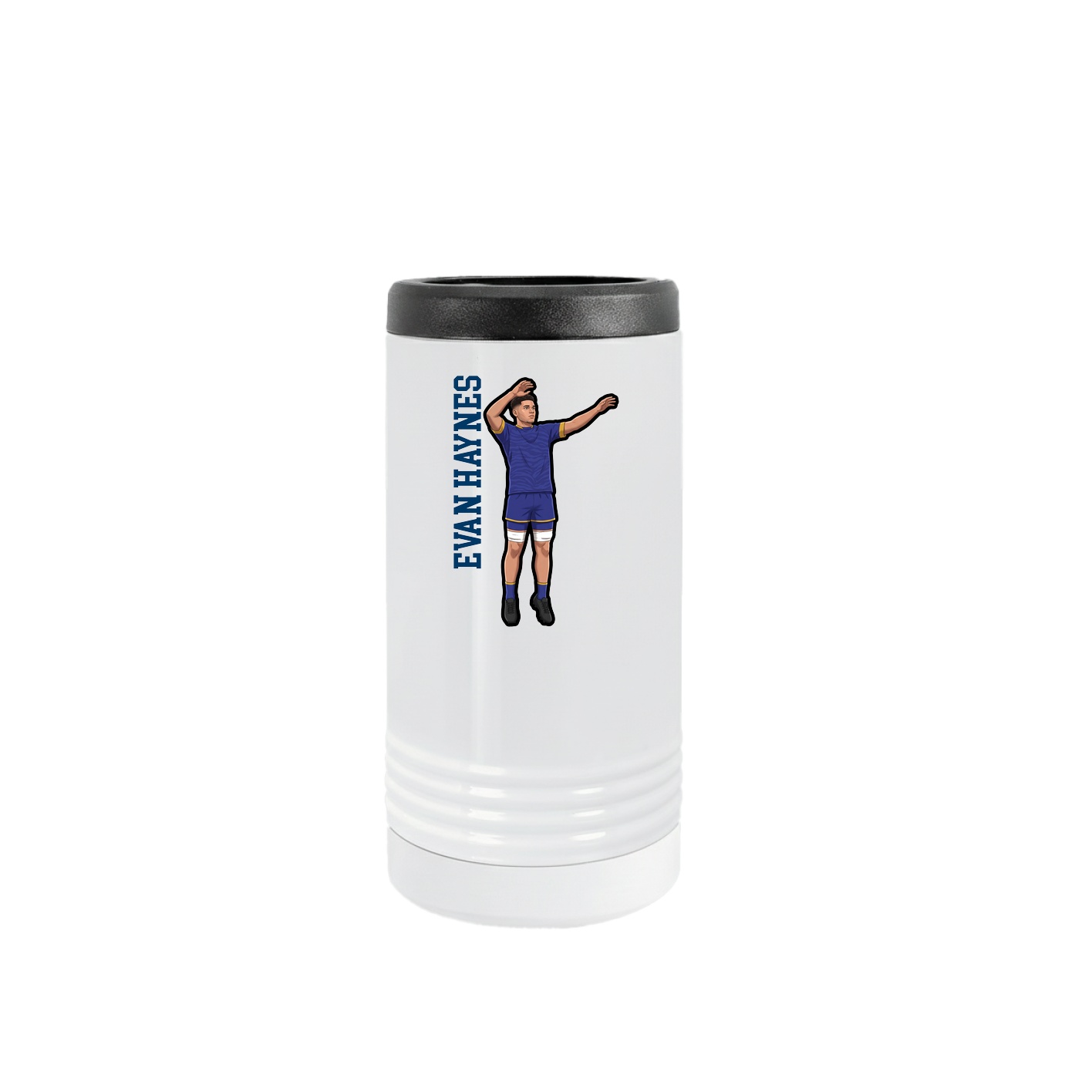 Slim Beverage Holder — Name Vertical in White