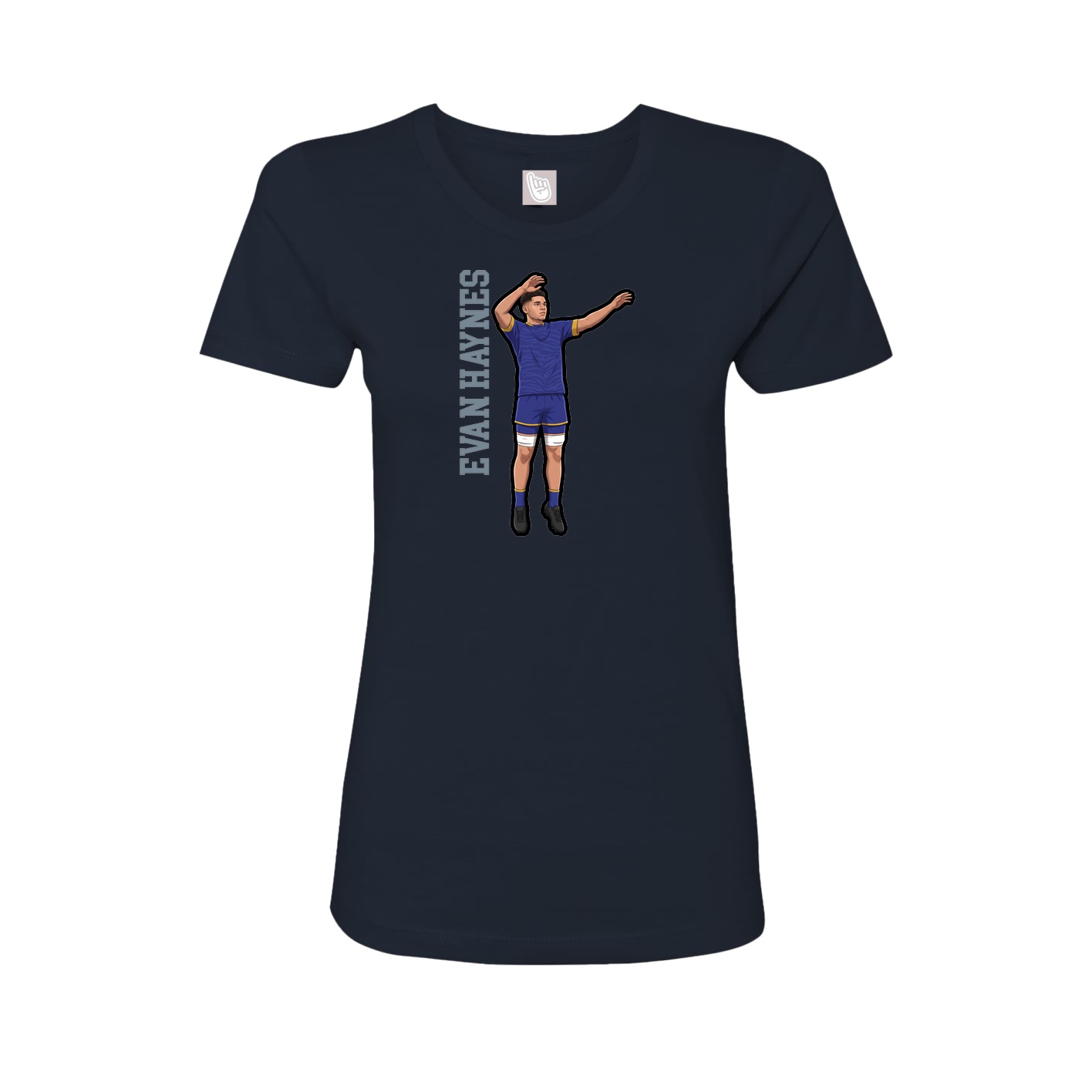 Fitted Women's Tee — Name Vertical in Navy