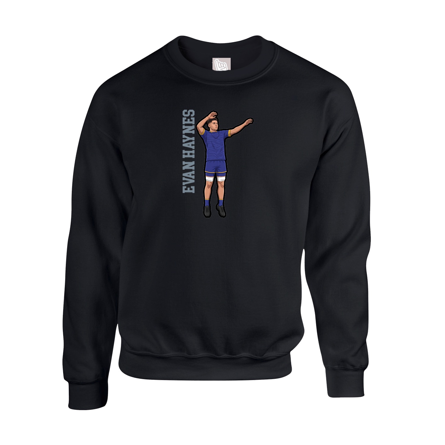 Fleece Crew — Name Vertical in Black