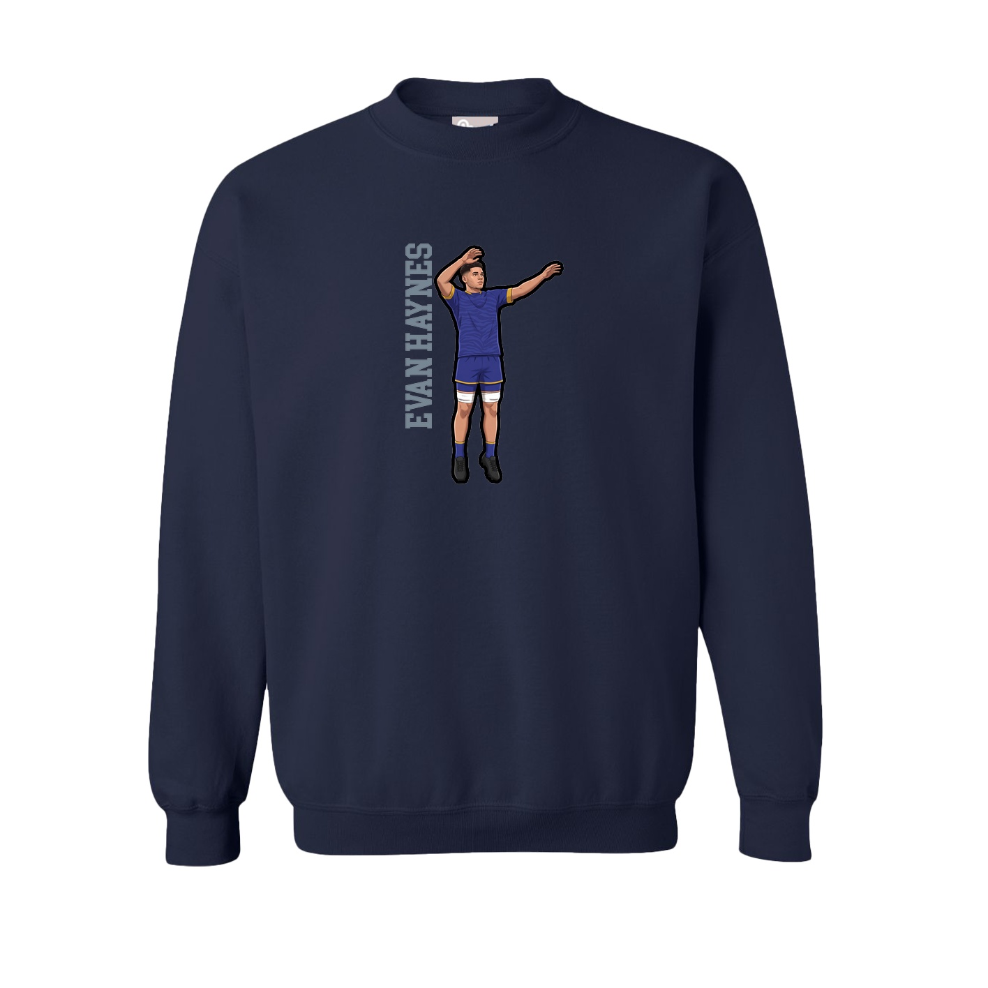 Fleece Crew — Name Vertical in Navy