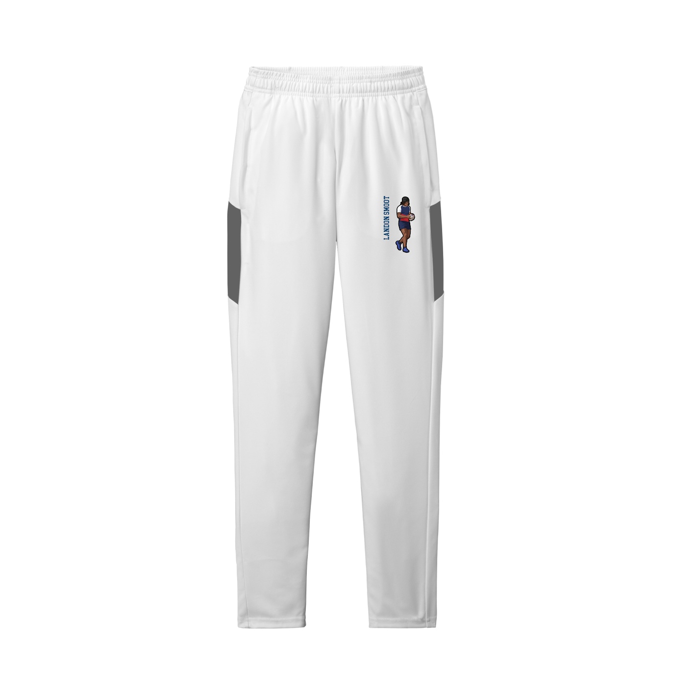 Team Travel Pant — Name Vertical in White/Grey