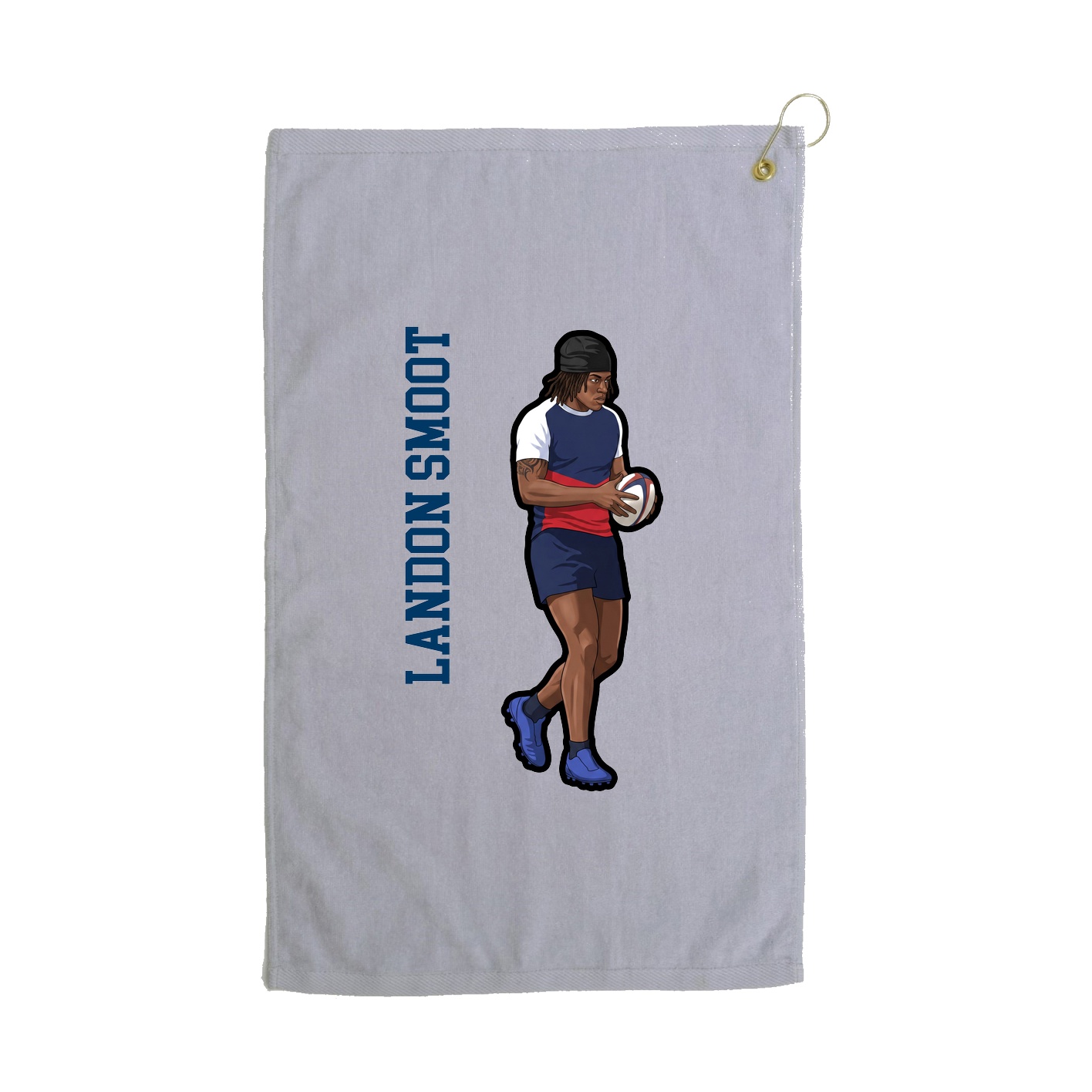 Golf Towel — Name Vertical in Grey
