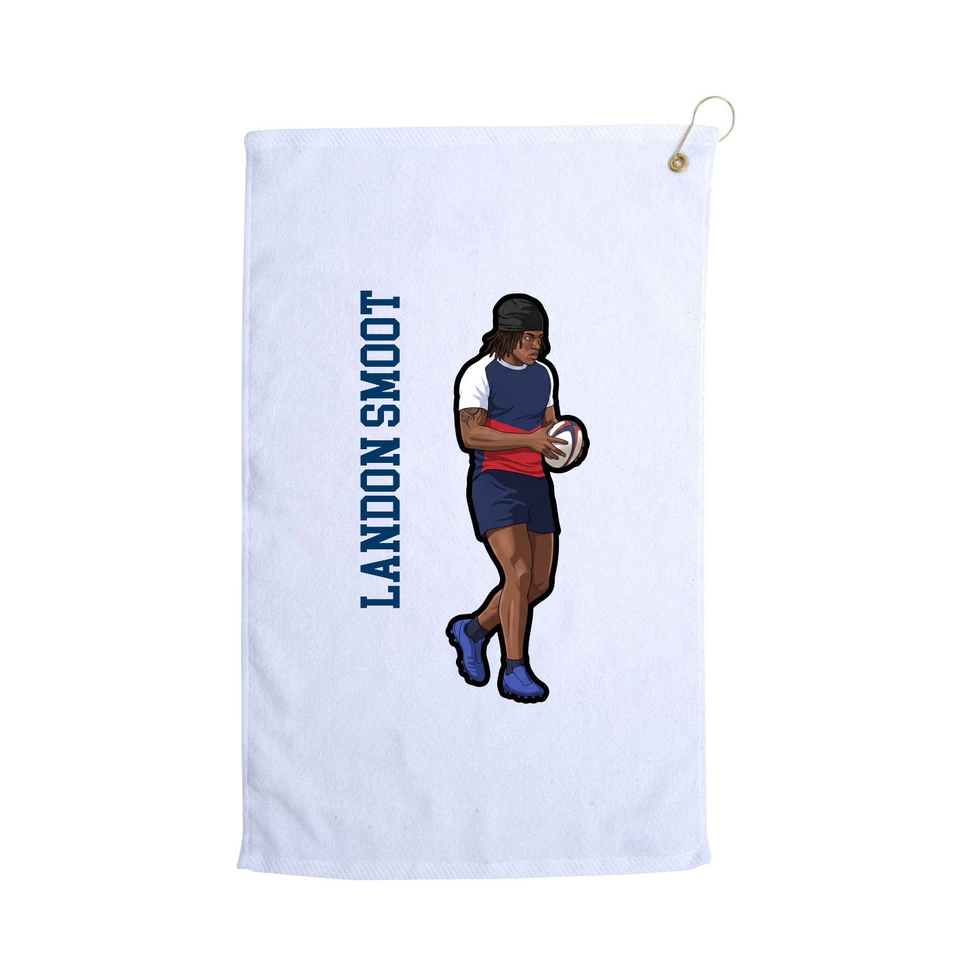 Golf Towel — Name Vertical in White