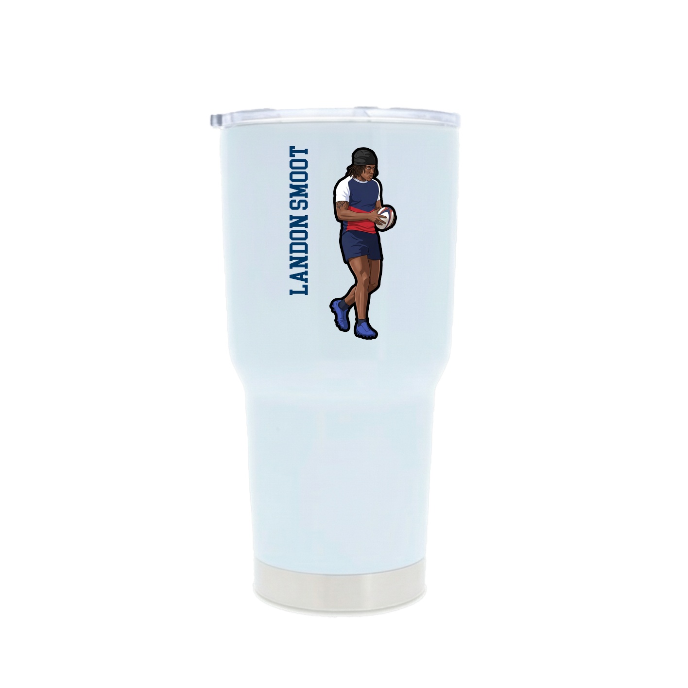 30oz Stainless Steel Tumbler — Name Vertical in White