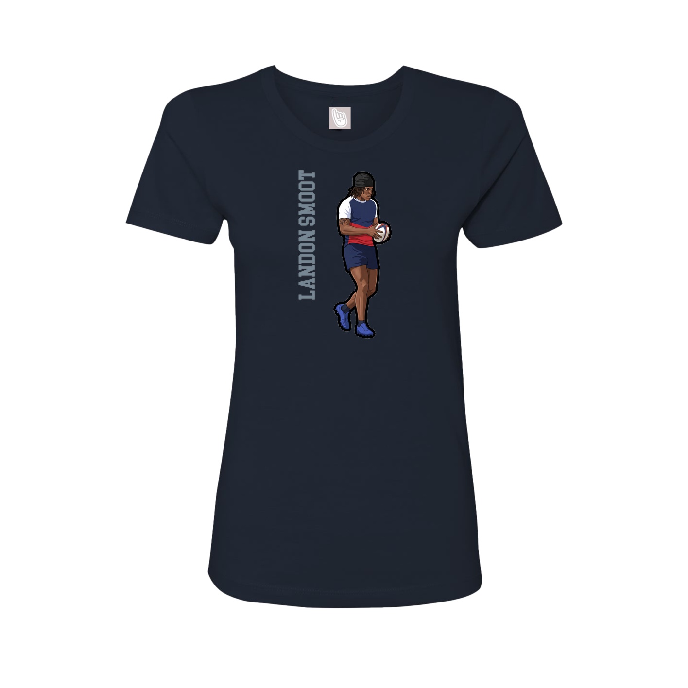 Womens Tee — Name Vertical in Navy