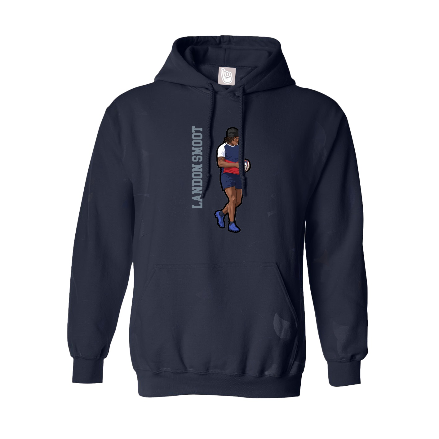 Hoodie — Name Vertical in Navy