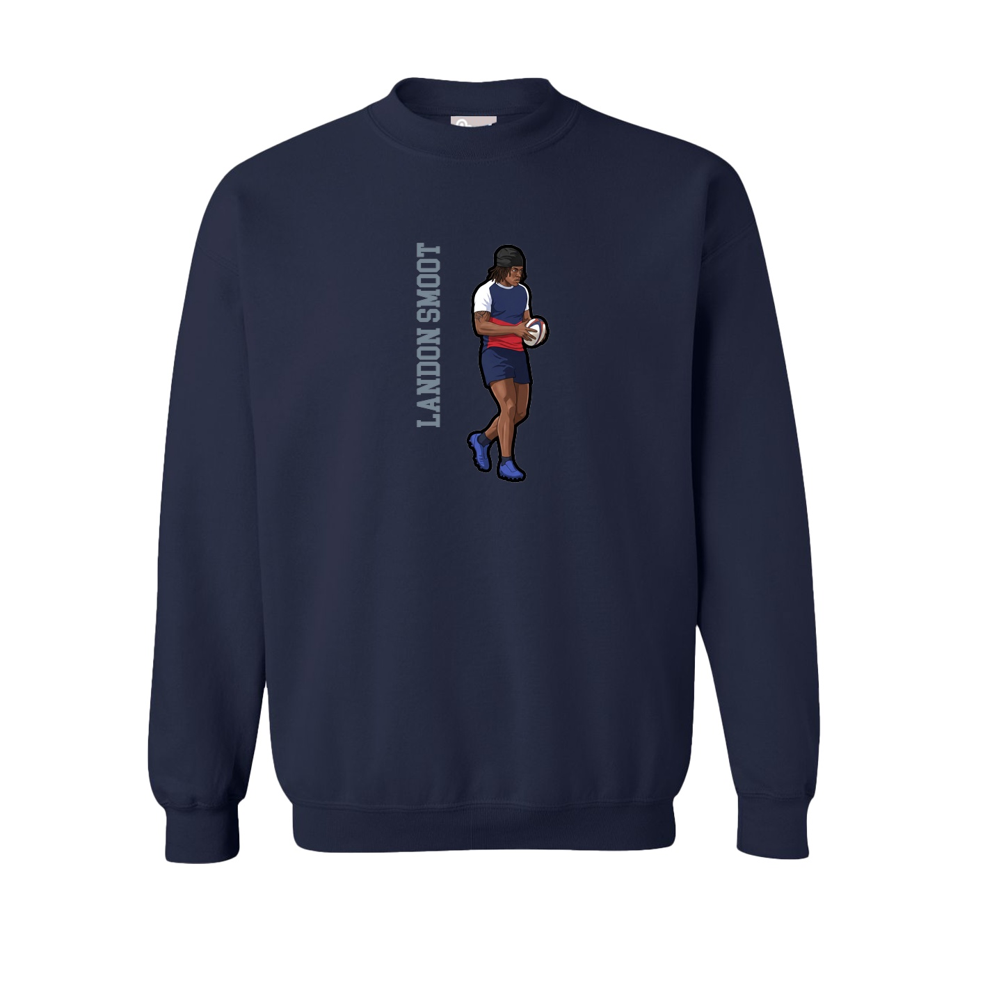Fleece Crew — Name Vertical in Navy