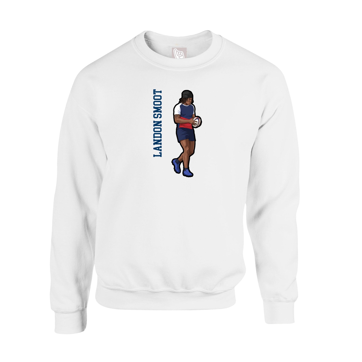 Fleece Crew — Name Vertical in White