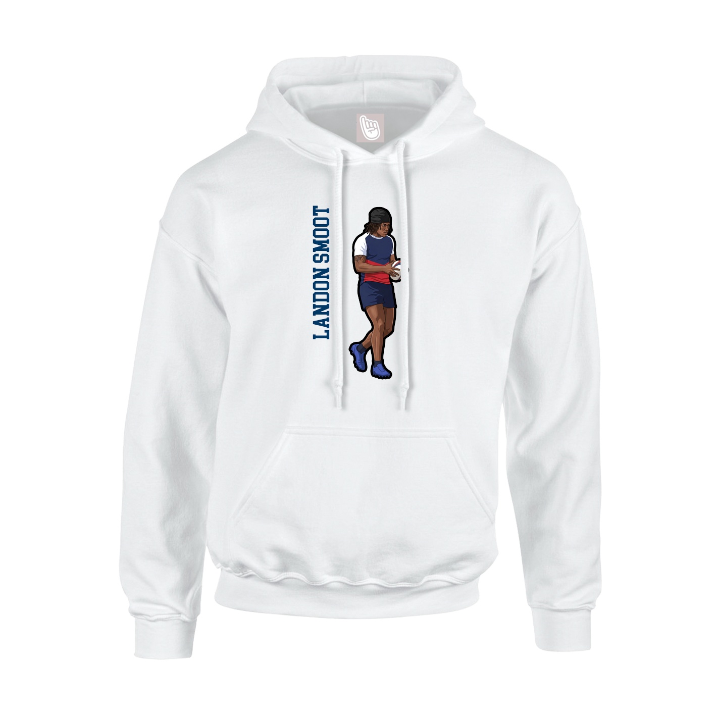 Youth Hoodie — Name Vertical in White