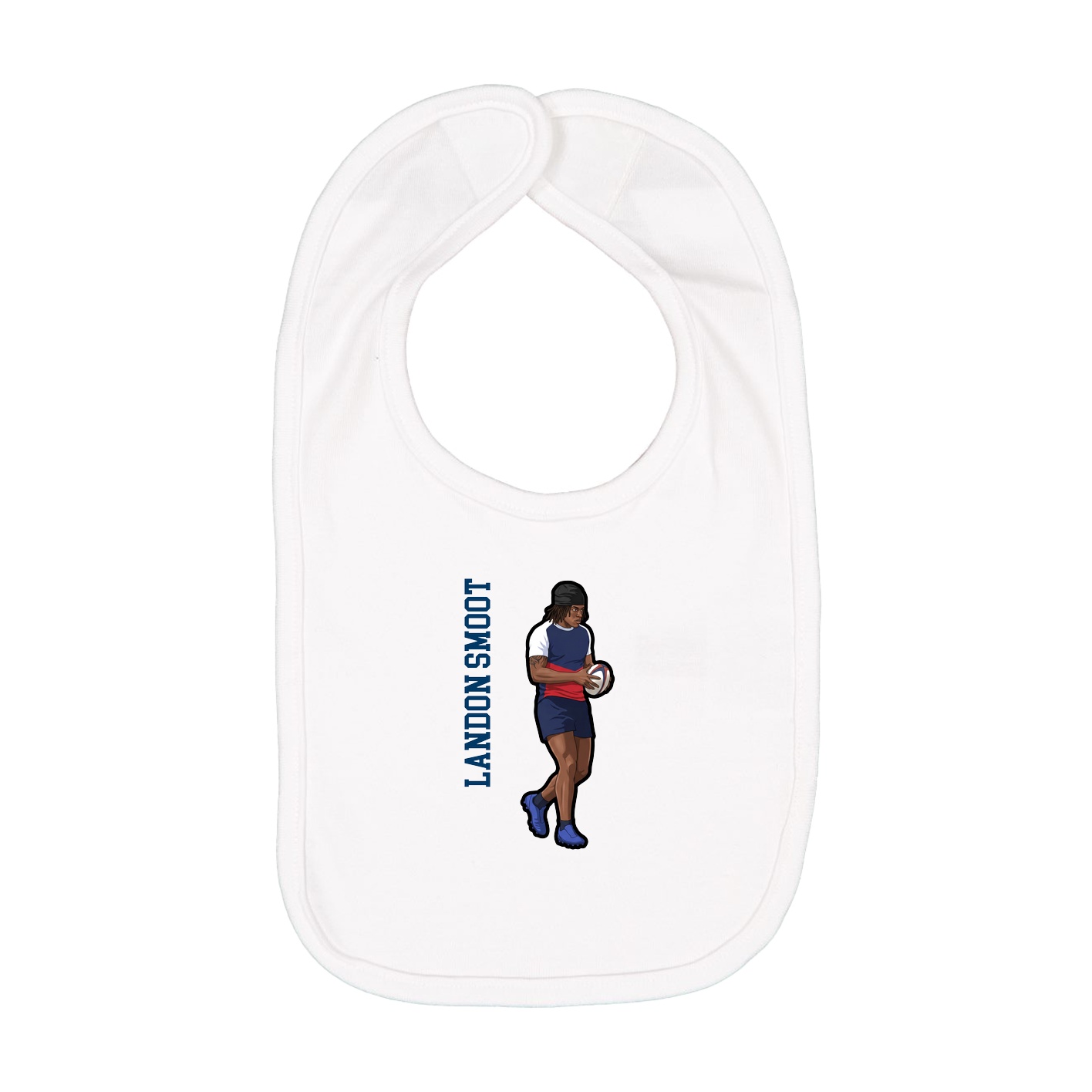 Infant Bib — Name Vertical in White