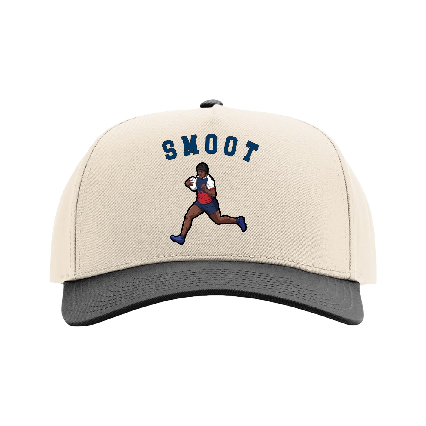 Full Fabric Five-Panel Champ Cap — Shirsey Arch in Cream/Black