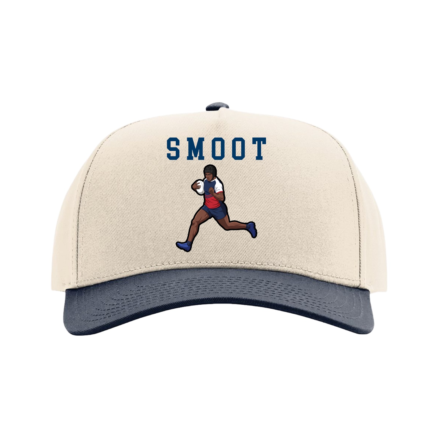 Full Fabric Five-Panel Champ Cap — Shirsey in Cream/Navy