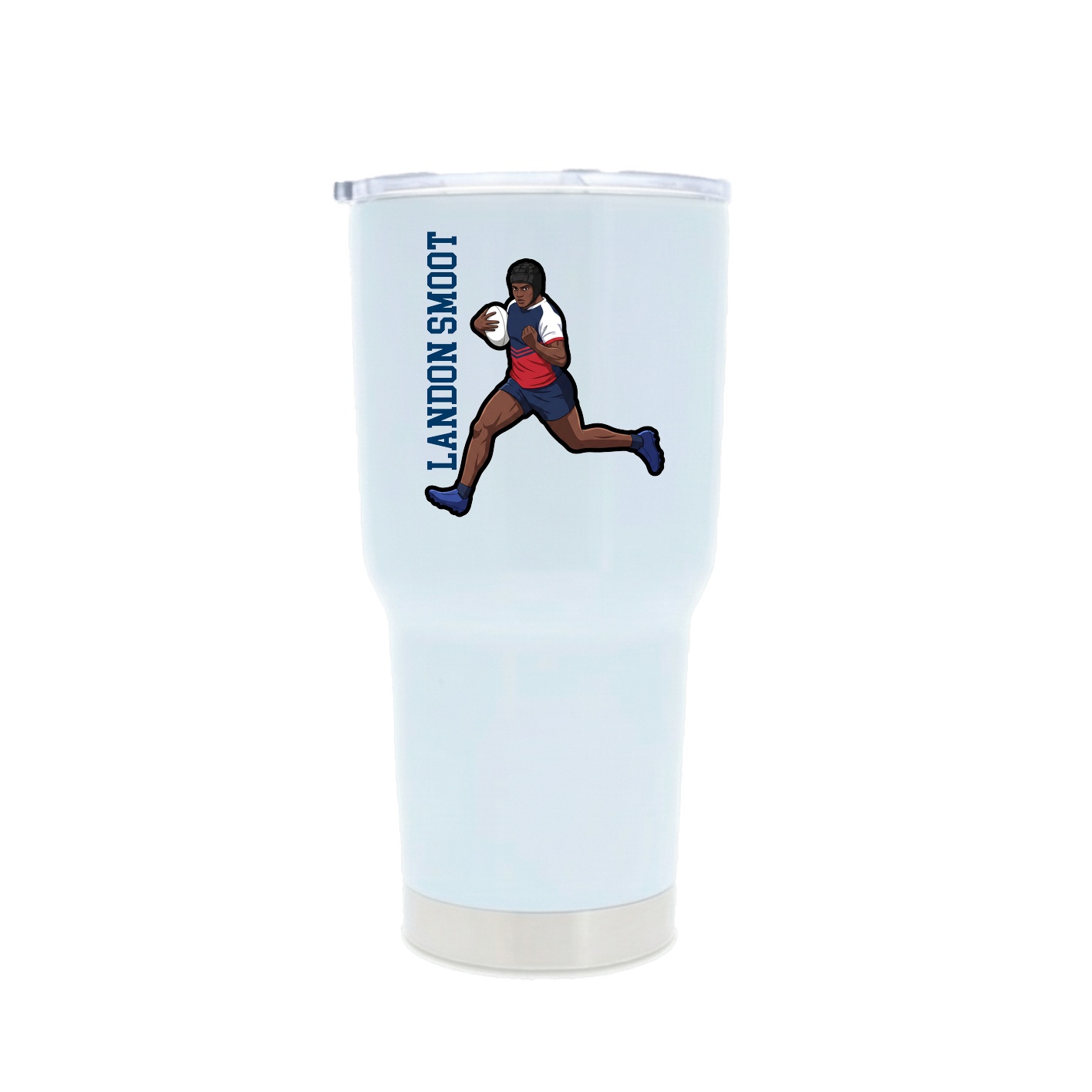 30oz Stainless Steel Tumbler — Name Vertical in White