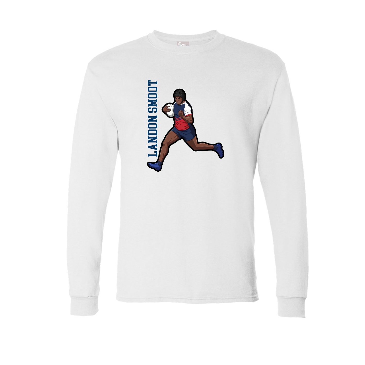 Long Sleeve Tee — Name Vertical in White