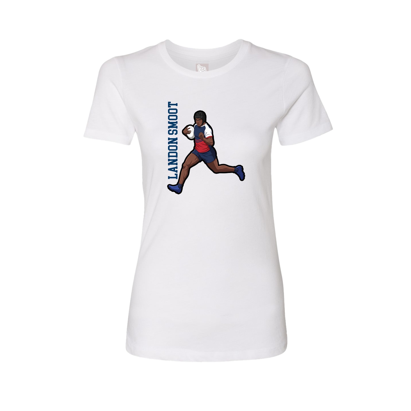 Womens Tee — Name Vertical in White