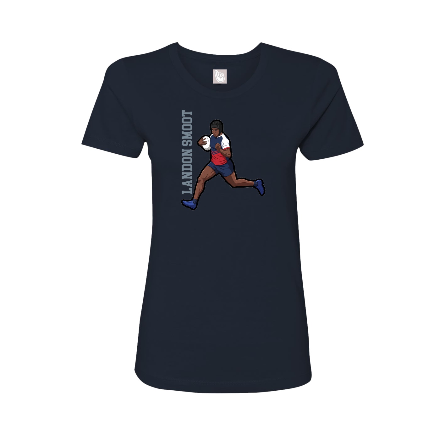 Fitted Women's Tee — Name Vertical in Navy