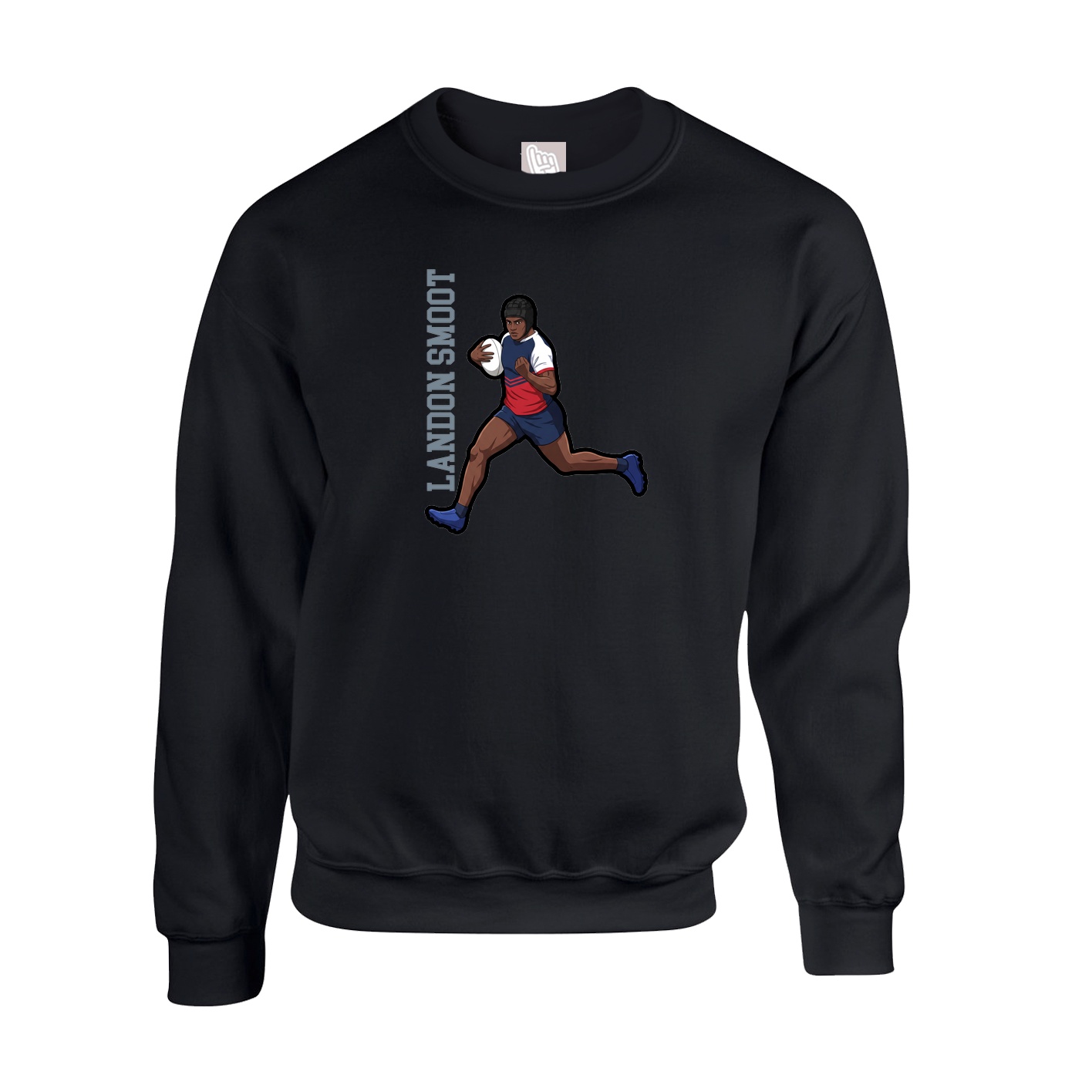 Fleece Crew — Name Vertical in Black