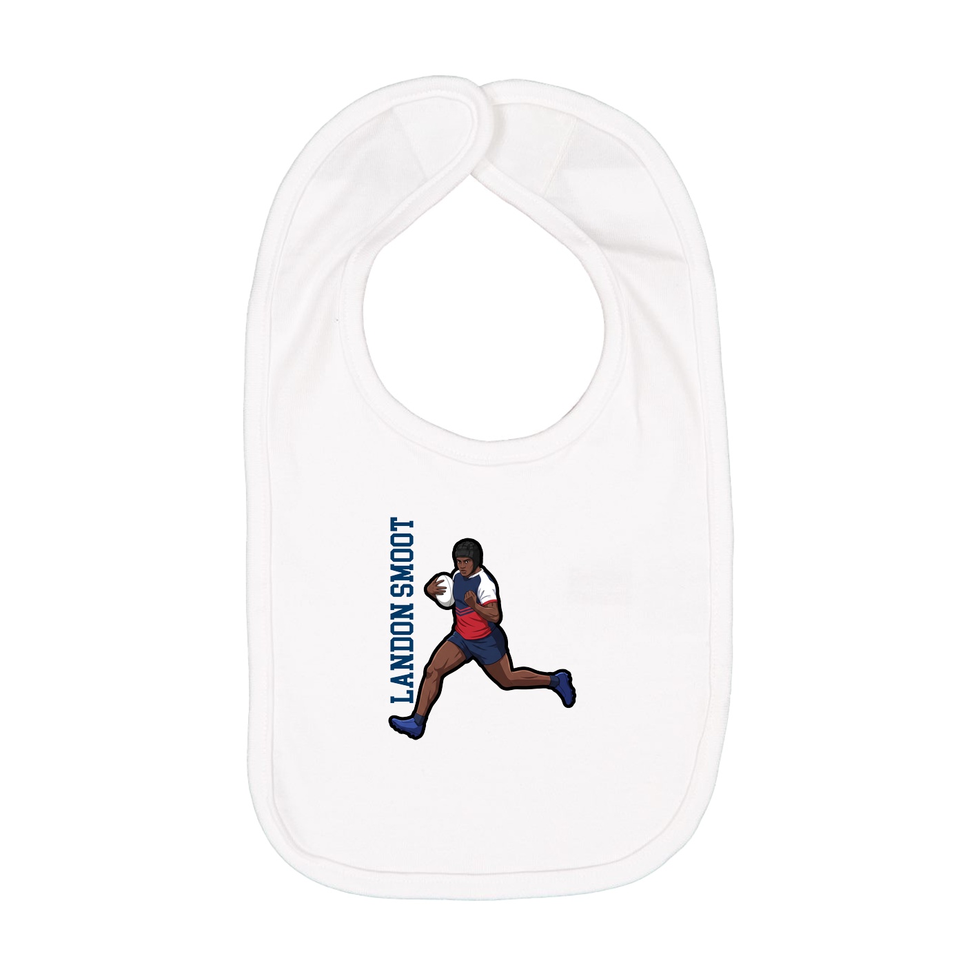 Infant Bib — Name Vertical in White