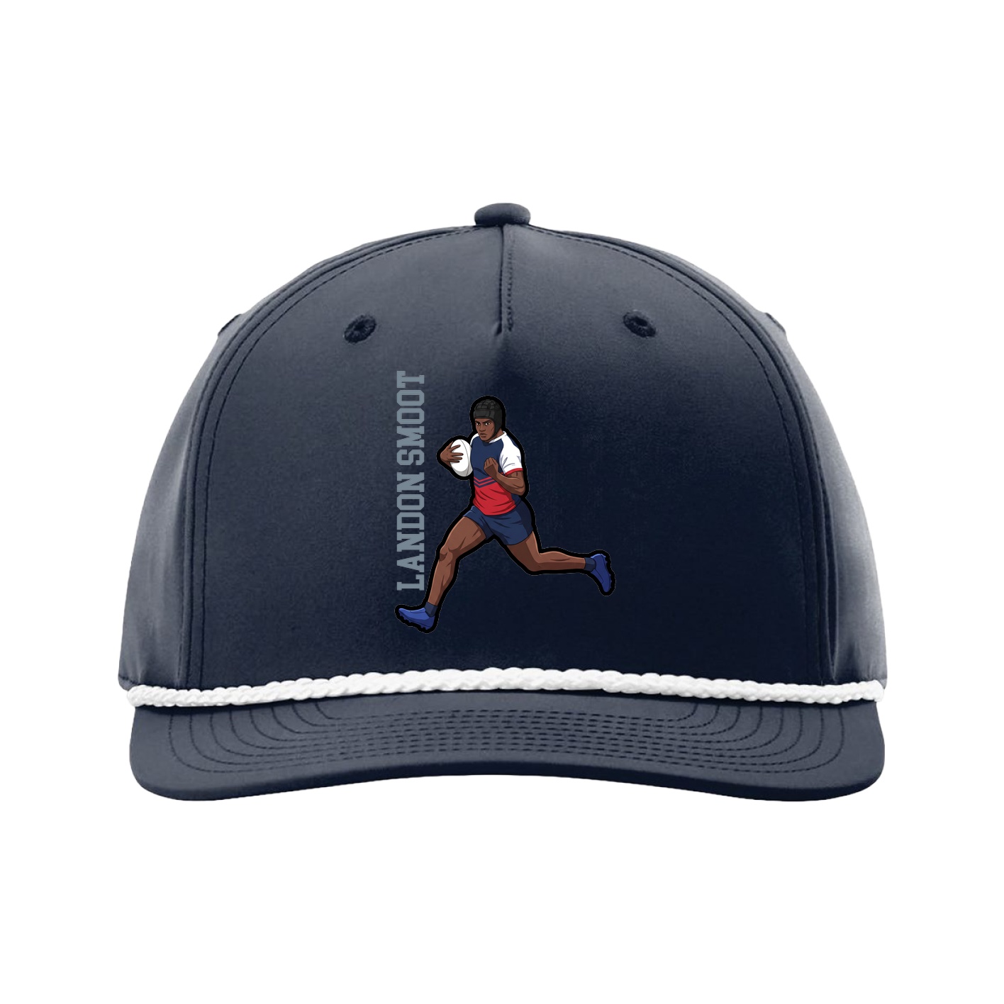 Five-Panel Classic Rope Cap — Name Vertical in Navy