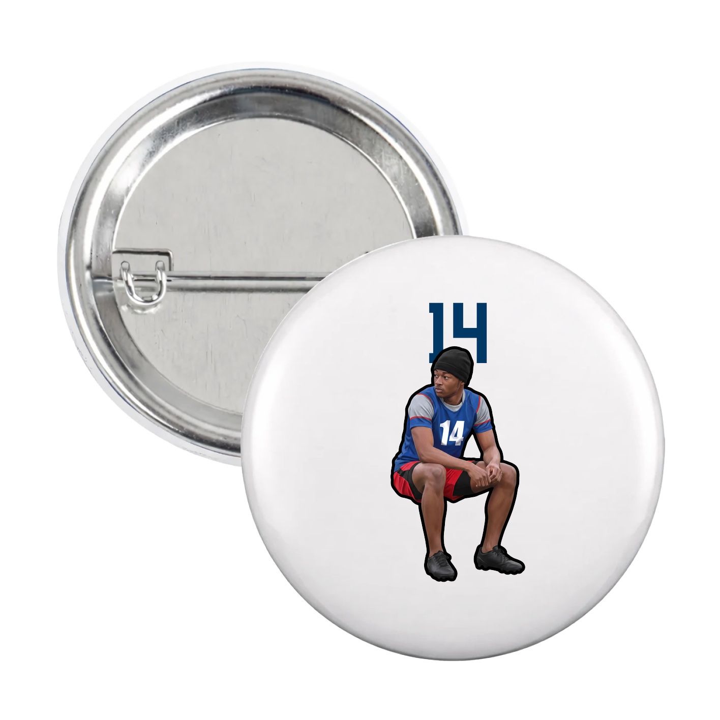 Game Day Button — Number Top in White