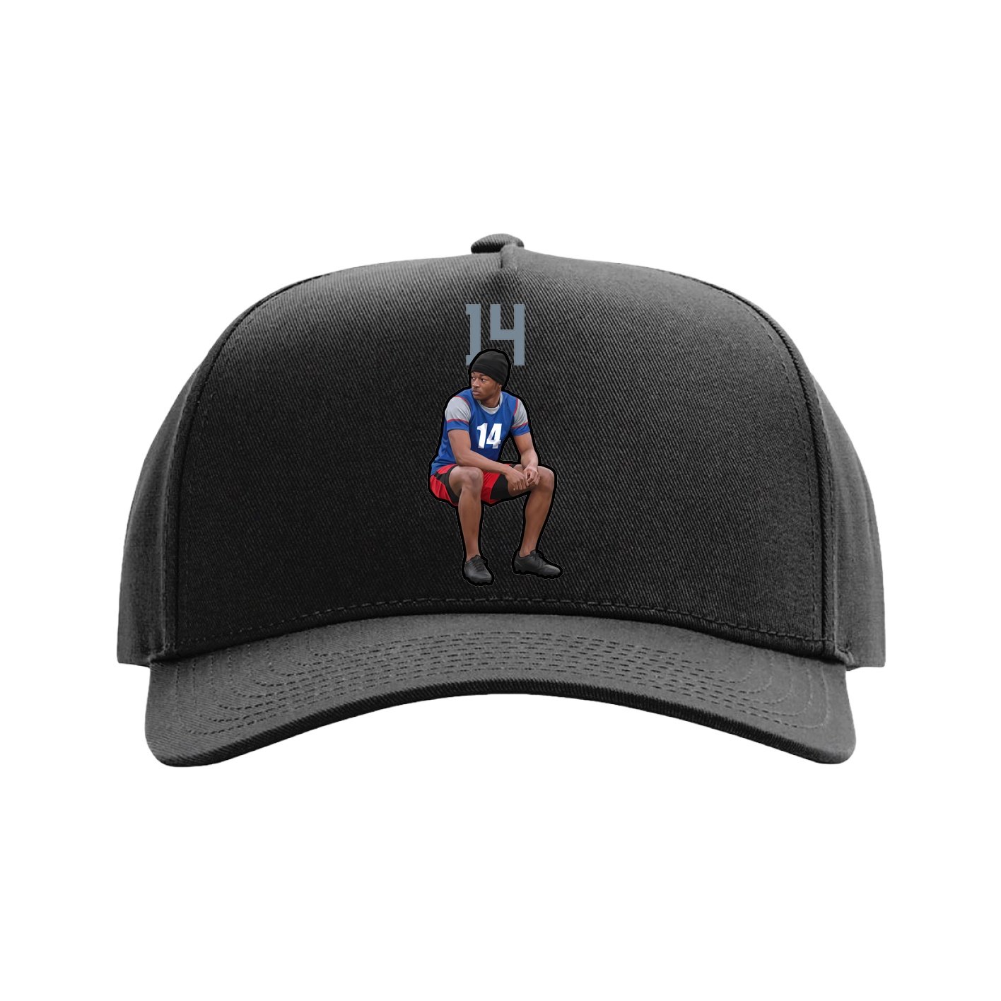 Full Fabric Five-Panel Champ Cap — Number Top in Black