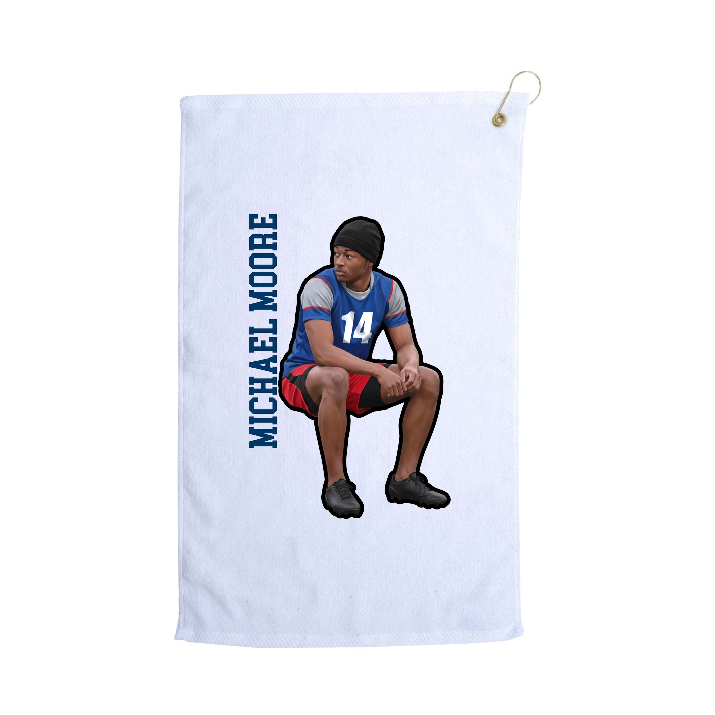 Golf Towel — Name Vertical in White