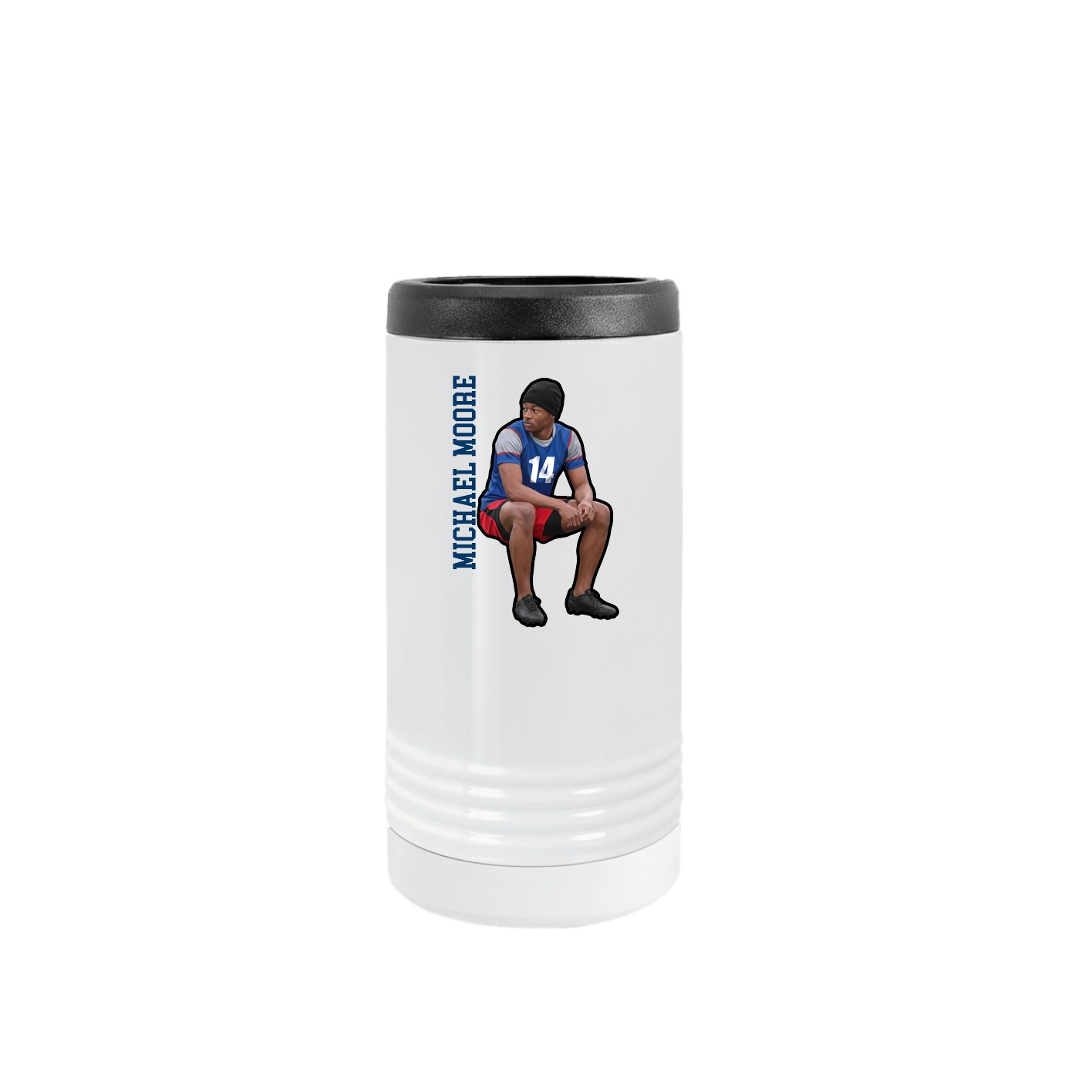 Slim Beverage Holder — Name Vertical in White