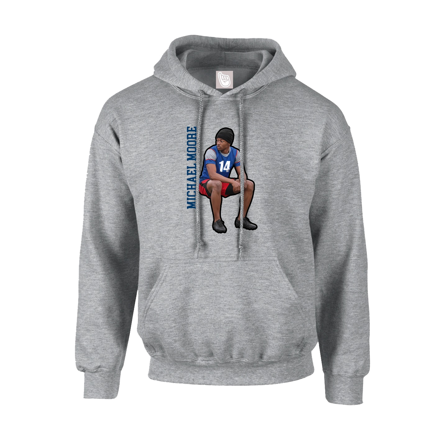 Hoodie — Name Vertical in Grey