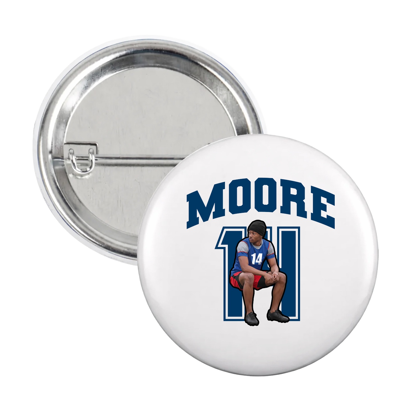 Game Day Button — Number in White