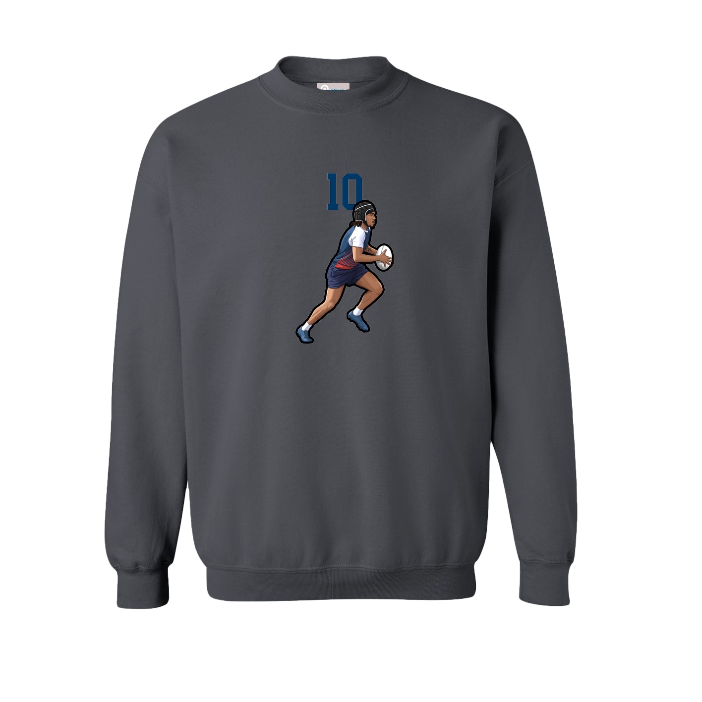 Fleece Crew — Number Top in Grey