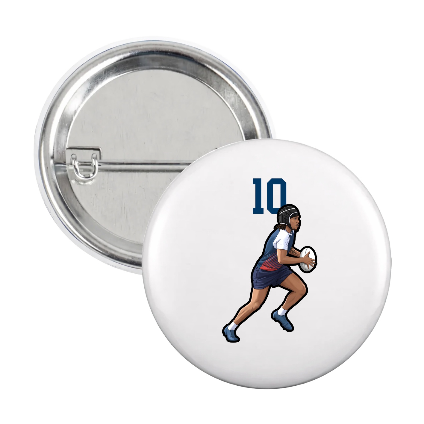 Game Day Button — Number Top in White