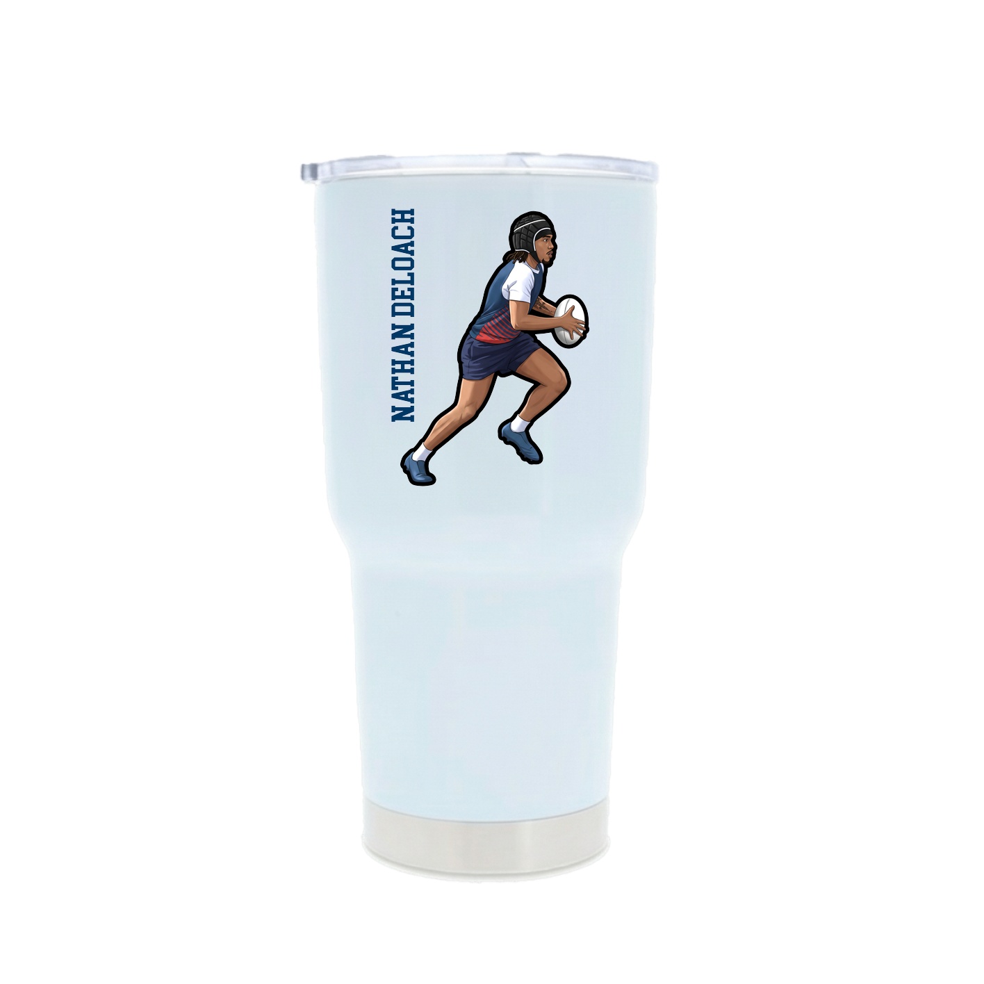 30oz Stainless Steel Tumbler — Name Vertical in White